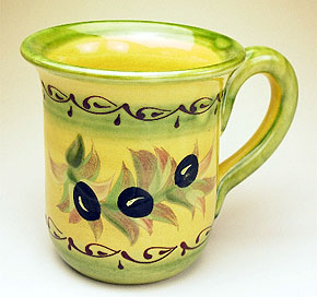 Provence hand made pottery mug cup (OLIVE) - Click Image to Close